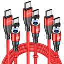 USB C to USB C Magnetic Charging Cable[3-Pack, 3.3ft/6.6ft/6.6ft], Aripps 60W/3A Fast Charging USB Type C Charger Cord Compatible with Samsung Galaxy S21/S21+ Ultra 5G, S20/S20, Pixel & More (Red-60W)