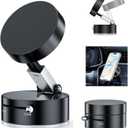 Vacuum Suction Magnetic Car Phone Holder Mount Fit All Phones,Adjustable Phone Holders for Your Car Home Office Smooth Surfaces,Metal Ring Stick Outside if Case Non-Magnetic (Upgraded)