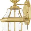 Livex Lighting 2251-02 Monterey 2 Light Outdoor Polished Brass Finish Solid Brass Wall Lantern with Clear Beveled Glass, 20.25" x 10.5" x 10"