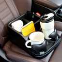 Universal Center Console Organizer for Truck Bench Seat & SUV, Truck Floor Console with Expandable Cup Holders, Fits Silverado Minivan, Stable Transmission Hump Storage Box for Car Backseat (Black)