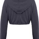 LovelyWholesale Womens Cropped Hoodie Workout Long Sleeve Shirts Running Crop Tops Grey Large (Gray, L)