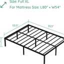 DiaOutro 18 Inch Full XL Bed Frame Heavy Duty Metal Platform No Box Spring Needed, Maximum Storage, Easy Assembly, Noise Free, Black