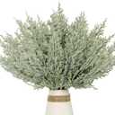 2 x Set of 24 Christmas Artificial Pine Branches 12.6" Faux Plants Evergreen Cedar Picks Fake Pine Needles Leaves Sprigs Winter Greenery Stems for Xmas Tree DIY Wreath Garland Holiday Accessories (Snow)