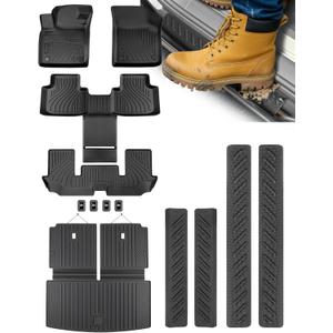 Floor Mats & Cargo Liner for Volkswagen VW Atlas 2018-2026 (6 Seat), TPE 11Pcs Car Mats for 2018-2026 Volkswagen Atlas All Weather Floor Mats Trunk Mat Backrest Mat Door Sill Protector