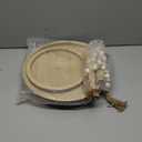 Beaded Tiered Tray Stand, Rustic Wooden 2 Tier Decorative Tray with Bead Garland, Farmhouse Round Wood Serving Tray Counter Centerpiece for Coffee Bar Home Decor Holiday Housewarming Gifts (Brown)