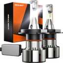 SEALIGHT H4/9003/HB2 Bulbs, 36000LM Super Bright 9003 Driving Lights, 6000K Daylight White with Cooling Fan, HB2/H4 Car Fog Bulb 5 Min Plug-N-Play, Pack of 2