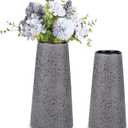 Bdor Ceramic Vase Set of 2, Modern Farmhouse Home Decor, Grey Vase with Polka Dots, Perfect for Dining, Living, Bathroom & Kitchen (Gray)