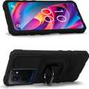 Compatible for TCL K32 5G / K33 5G Magnetic-Ready Phone Case with Screen Protector Rugged Shockproof Protective Cover for Magnetic Mounts, Anti-Slip Grip, Drop-Resistant (Black)