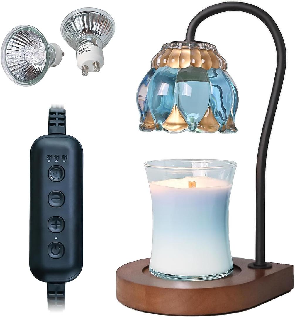 Candle Warmer Lamp Birthday Gifts for Women Mom, Mothers Day Gifts, Compatible with All Jar Candles, Wax Melt for Candle Home Decor, Modern Farmhouse Decor, Candle Warmer Timer SkyBlue