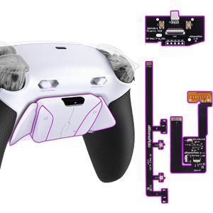 eXtremeRate RISE4 Plus MAX Back Paddles Kit with Clicky Trigger Stops & Rubberized Grip for PS5 Controller BDM-030 040 050, White Remappable Back Buttons Kit for PS5 Controller - White Black