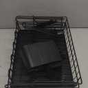 Over The Sink Expandable Dish Drainer Drying Rack in Stainless Steel for Small Kitchen, Counter Space Saving Modern Compact Metal Above Plate Dryer Strainer, Adjustable Hanging Inside Drain Holder (Black)