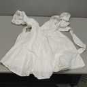 hibshaby Summer Mini Dress Deep V-Neck Babydoll Dress Bubble Dress Backless Lace Up Sexy Short Dress, White, Size XS