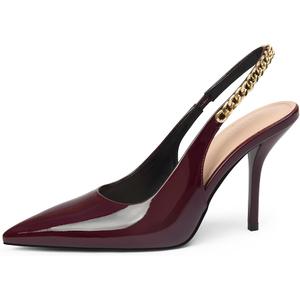 iiimmu Women's Stiletto Heels Closed Pointed Toe 4 in Heels for Women Patent Leather Pumps with Chain Wedding Party Dress Prom Heels Slingback Pumps 7