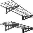 FLEXIMOUNTS 2-Pack 1x4ft 12-inch-by-48-inch Wall Shelf Garage Storage Rack Wall Mounted Floating Shelves, Black