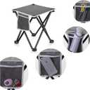 Triple Tree 1 Pack Folding Camping Stool, 13.8 Inch Small Portable Lightweight Stool with Side Pocket, Foot Stool with Carry Bag for Hiking, Fishing and Beach, Hold up to 400lbs, Grey