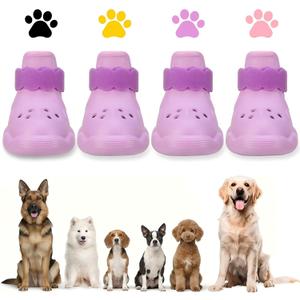 Dog Shoes for Hot Pavement and Snow Waterproof, Non-Slip, Breathable Booties with Adjustable Straps(Purple, M)