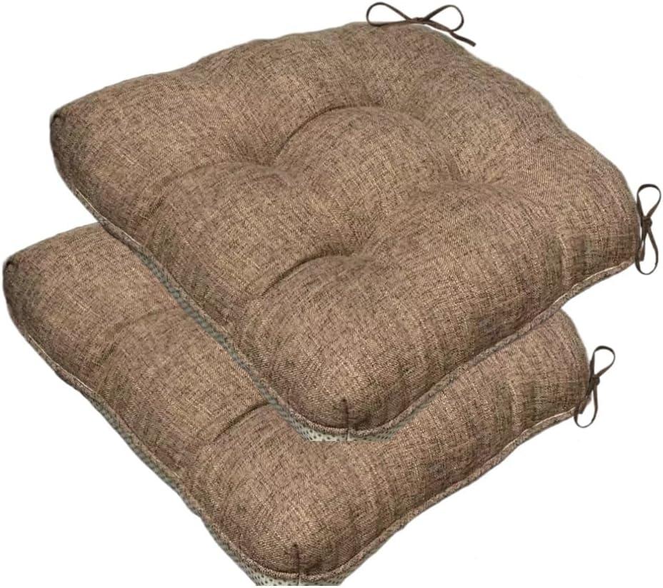 Chair Cushions for Dining Chairs, 18" X 17" U Shape Indoor Chair Pads with Ties for Dining Chairs Kitchen Office, Tatami Floor Pillow Patio Chairs Cushions - Pack of 2 (Coffee)