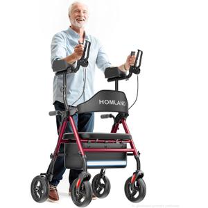 HOMLAND Upright Walker with Seat for Seniors, Adjustable Padded Armsupport
Foldable Stand Up Rollator Walker, 300 lb Weight Capacity, 360° Swivel Wheels, Tool-Free Assembly. Easy Maneuverability