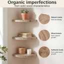 Corner Floating Shelves for Wall Set of 3, Solid Wood 7 Inch Rounded Corner Shelves Wall Mounted Natural Solid Elm Wood Shelf, Wooden Hanging Shelf for Bedroom, Rustic Style for Decor