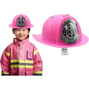Nicky Bigs Novelties Child Deluxe Firefighter Helmet Thick Plastic Fireman's Hat Kids Firefighter Costume Accessory One Size (Pink)