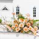 Artificial Flowers 5Pcs Poppies Flowers Artificial Silk Flowers for Home Office Wedding Outdoor Decor (Champagne)