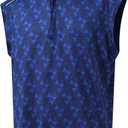 M MAELREG Golf Vests For Men Dry Fit Lightweight Moisture Wicking Performance Sports Breathable Golf 1/4 Zip Pullover Men (Large, Marina Blue Geo)