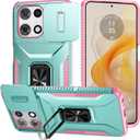 for Moto G 5G 2025 Case,with Sliding Camera Lens Cover,HD Screen Protector,360 Rotating Ring Kickstand,AYMECL Military-Grade Shockproof Protective Cover for Motorola Moto G 5G 2025,Mint+Pink