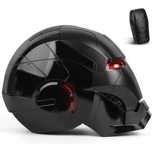 Iron Hero MK 5 Black Edition Helmet for Man 1:1 Wearable Collectible with Voice, Touch & Remote Control, LED Eyes & Realistic Sound Effects Cosplay & Display Prop Gift for Adults and Teens, Standard
