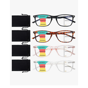 2 Pack Progressive Multifocus Reading Glasses Men and Women Computer Blue Light Blocking Anti Eyestrain Readers +2.0