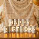 Glooglitter Happy Birthday Decoration for Men Women Include Light up Letters Metal Cans Happy Birthday Sign with Flameless Candles LED Tea Lights for Gift Banner Party Celebration Decoration Reusable