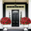 Livole 6 Bundles Artificial Flowers for Outdoors, Realistic Fake Outdoor Flowers Impatiens UV Resistant Artificial Outdoor Flower for Outside Faux Flower Plants for Porch Garden Home Decor, Red