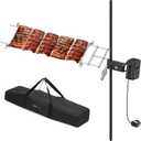 onlyfire Rotisserie Grill Kit Adjustable Spit Roaster with Cordless Motor for Outdoor Camping, Fire Pits, Campfires, Charcoal and Gas Grills - Include Power Adapter and Carrying Bag