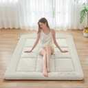 Japanese Floor Futon Queen Foldable Futon Mattress for Floor Tatami Mattress Portable Rollaway Bed for Guest Playmat for Kids Tatami Sleeping Pad Japanese Mattress for Adults Beige A