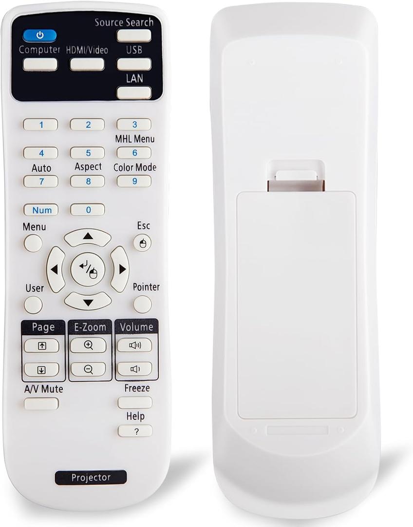 Projector Remote Control Only for Epson LCD Home Cinema, Powerlite, EB-,EX,VS, H, BrightLink, EMP- Series Projectors Remote Replacement