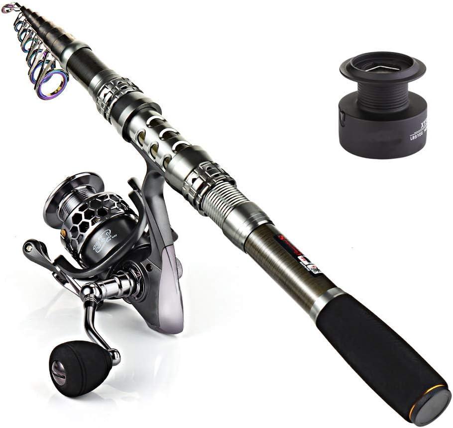 Sougayilang Telescopic Fishing Rod Reel Combos with Carbon Fiber Fishing Pole Spinning Reels and Fishing Accessories (3.0M/9.84FT Rod+XY4000 Reel)