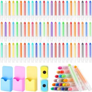 Qilery 149 Pcs Dustless Chalk for Kids Colored Sidewalk Chalk With Holder Easter gifts Back to Learning Gifts Washable Magnetic Holder for Indoor Drawing Writing Board Supplies(Multicolor)