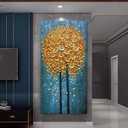 Yotree Paintings, 24x48 Inch Paintings Yellow Flowers Oil Hand Painting 3D Hand-Painted On Canvas Abstract Artwork Art Wood Inside Framed Hanging Wall Decoration Abstract Painting