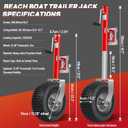 Beach Boat Trailer Jack 2500 lbs Capacity with 13.3" Wheels-Heavy Duty for 10.2" Lift-RV Boat Trailer Bolt-On Swivel Tongue Jack（Red）