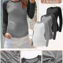 3 Pack Women's Maternity Shirts, Pregnancy Raglan Long Sleeve Tops Sides Ruched Crew Neck Color Block Mama Clothes (Large, Dark Gray/Black, Light Gray/Dark Gray, White/Light Gray)