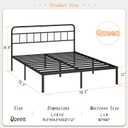Kujielan 12 inches Queen Size Bed Frame with Minimalist headboard,Metal Platform Base with Strong Metal Slats,Mattress Foundation for Under Bed Storage,Easy Assembly,Black