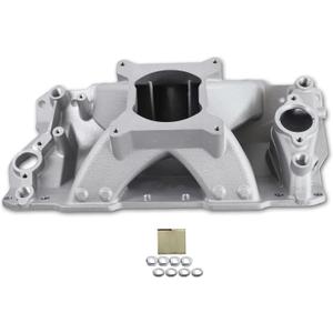 52031 air-gap Intake Manifold Aluminum Single Plane Compatible with SBC Small Block Chevy 305 350 400 1955-1995 3000-7500 RPM, A-2031 Silver