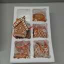 6 Pcs 3D Christmas Clay Dough Gingerbread House Ornaments for Christmas Tree 3.15 Inch Resin Candy House Hanging Vintage Decorations with Rope for Holiday Party New Year Home