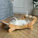 Cat Scratcher with Sisal Ball, Durable Cat Beds with Hammock for Indoor Cats, 3 in 1 Modern Cat Scratch Pad Lounger & Sleep & Scratch, Furniture Protector, Sisal Mat & 3 Play Balls (Large)