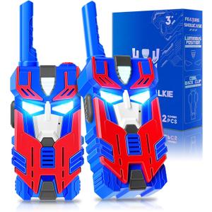 Transform Toys Walkie Talkies for Kids 2 Pack Blue Leader Robot, 2500 FT Range, Cool Eye Lights for 3 4 5 6 7 8 9 10 Year Old Outdoor Camping Toys, Birthday Gifts for Boys Ages 3-12