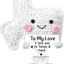 Simgoing Crochet Texas Gifts for Her Him Handmade Plush Gift Inspirational Support Long Distance Relationship Souvenirs for Women Friend Couple Boyfriend Girlfriend, I Love You to Texas and Back