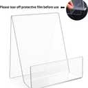 Large Acrylic Book Stand for Display - 5 Pack Heavy Duty Clear Easel Holder for Textbooks, Cookbooks & Art - 8x8x4 Inch Sturdy Tabletop Stand for Heavy Books, Vinyl Records & Wedding Guest Books