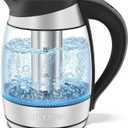 Chefman Electric Kettle with Temperature Control, 5 Presets LED Indicator Lights, Removable Tea Infuser, Glass Tea Kettle & Hot Water Boiler, 360 Swivel Base, BPA Free, Stainless Steel, 1.8 Liters