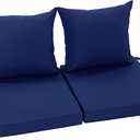Patio Chair Cushion Set with Removable Cover, Waterproof Backrest and Seat Cushion Set Replacement for Outdoor Furniture, 19 x 19 Inch, Navy, Set of 2