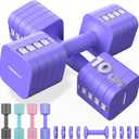 FEIERDUN DB3 5-in-1 Adjustable Dumbbell Set of 2, 20LBS Hand Weights for Women, Men, 1s-Adjust Dual-Stable Dumbbell Set for Women Home Gym & Outdoor, 10LBS Pair (20LBS Total)