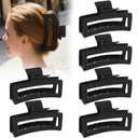 TOCESS Large Hair Claw Clips: 6 Pack 5 inch Black Matte Square Hair Claws for Women and Girl with Thick Long Hair, Extra Hold Non-slip Hair Clip Set for Teenage Gifts and Daily Use